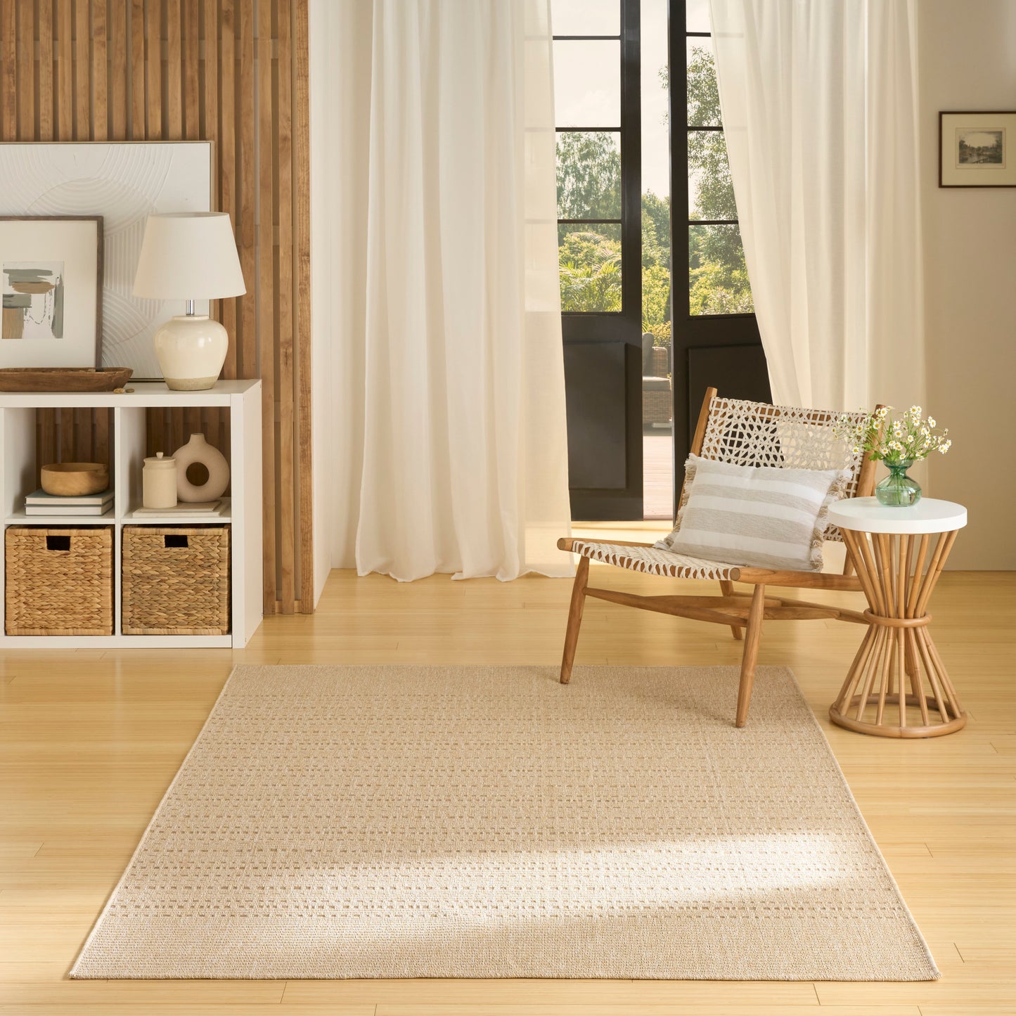 Nourison Tulum 4' x 6' Cream Outdoor Rug