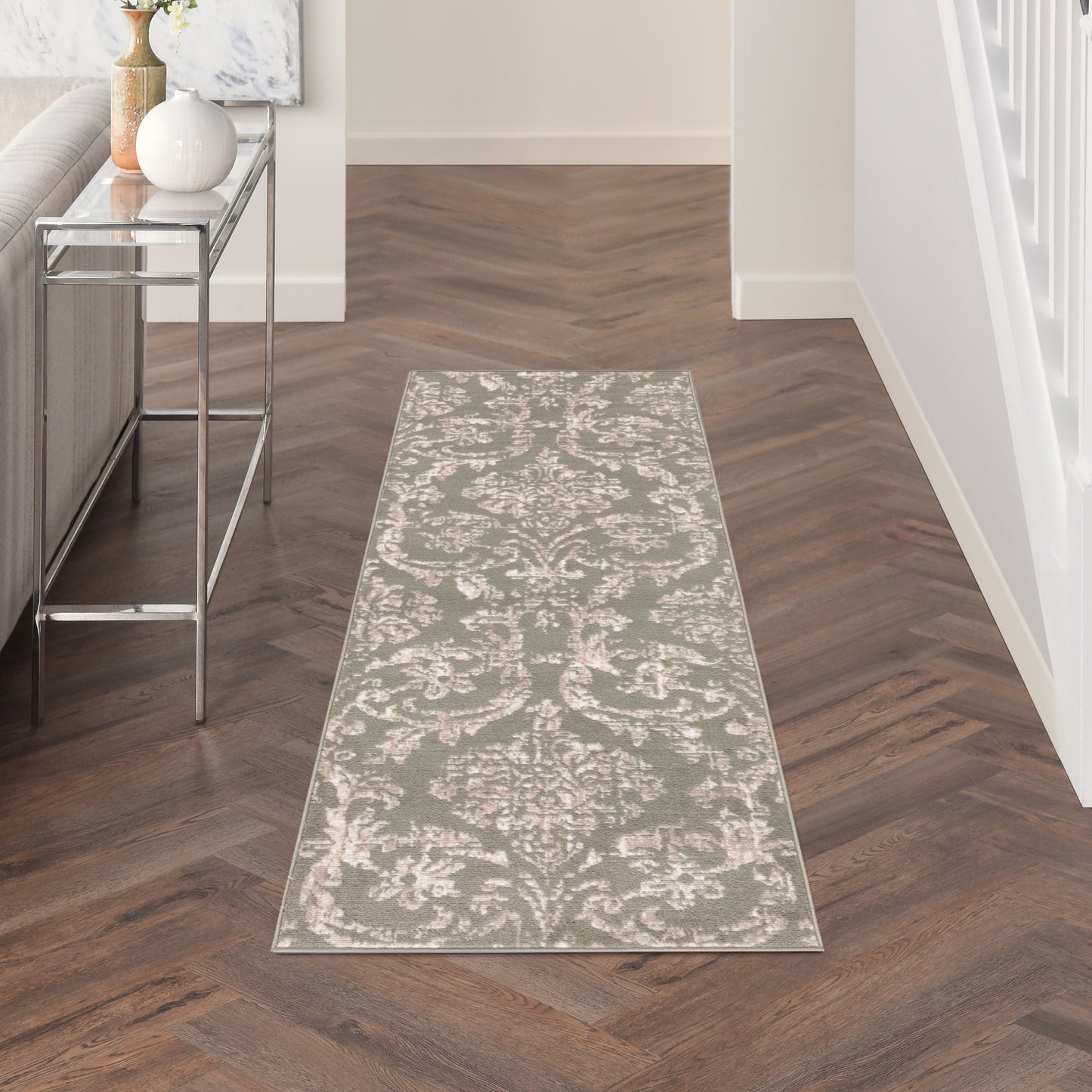 Nourison Jubilant 2' x 6' Olive Vintage Indoor Rug