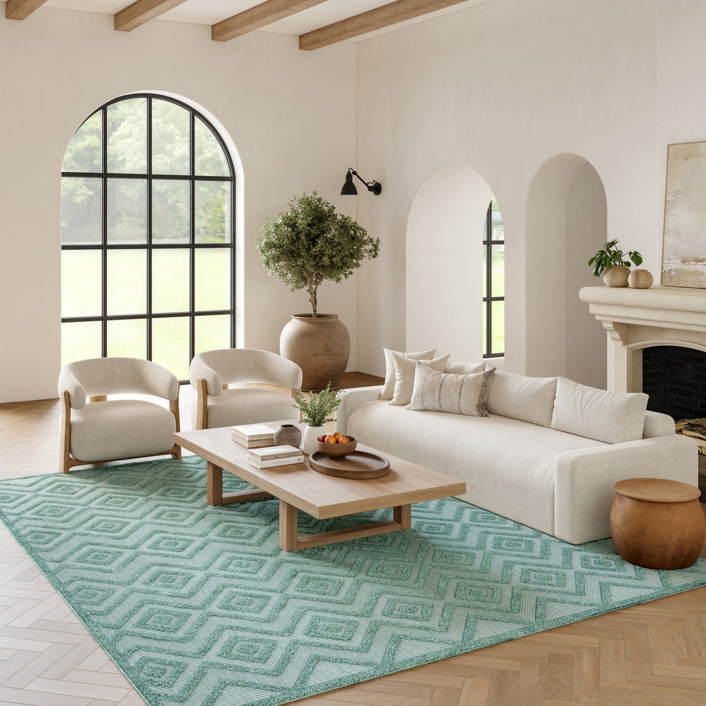Nourison Versatile 9' x 12' Aqua Teal Modern Rug
