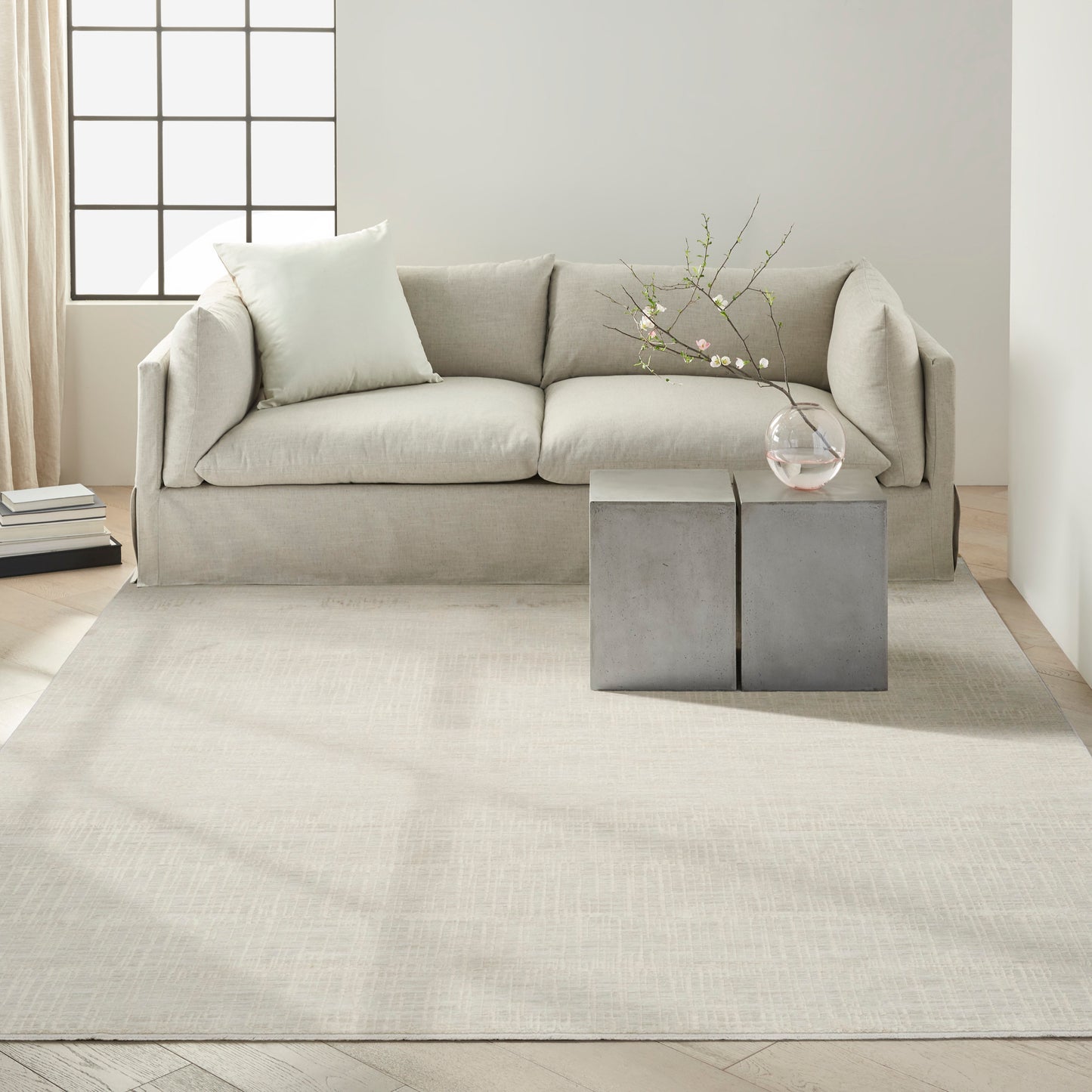 Calvin Klein CK079 Notes 5'3" x 7'3" Silver Ivory Modern Indoor Rug