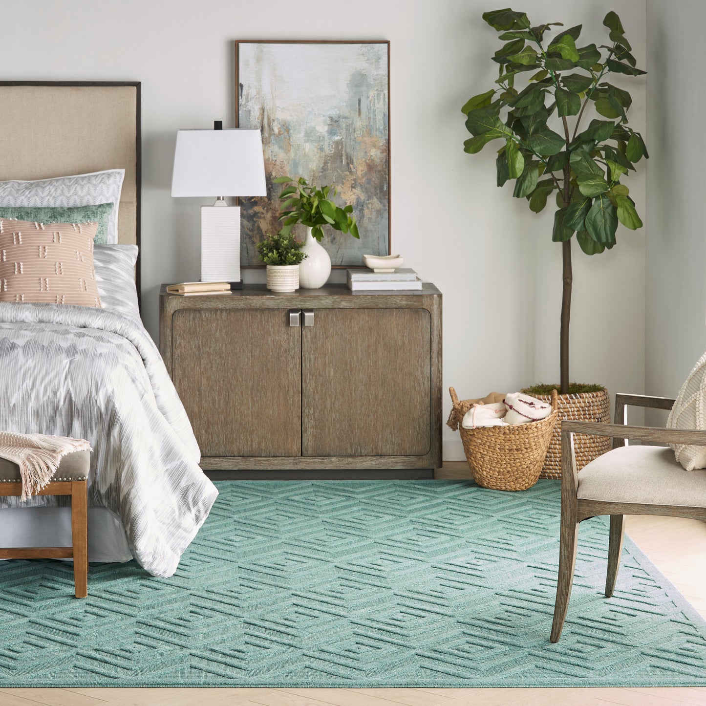 Nourison Versatile 9' x 12' Aqua Teal Modern Rug