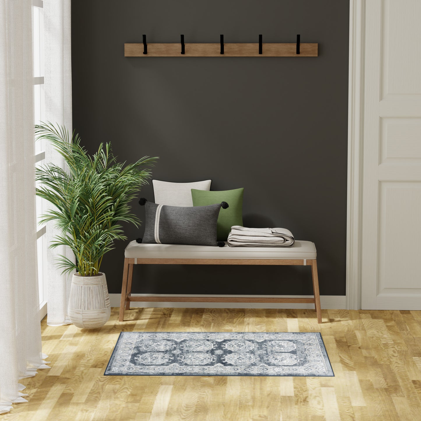 Nourison Dekor 2' x 4' Grey Navy Vintage Indoor Rug