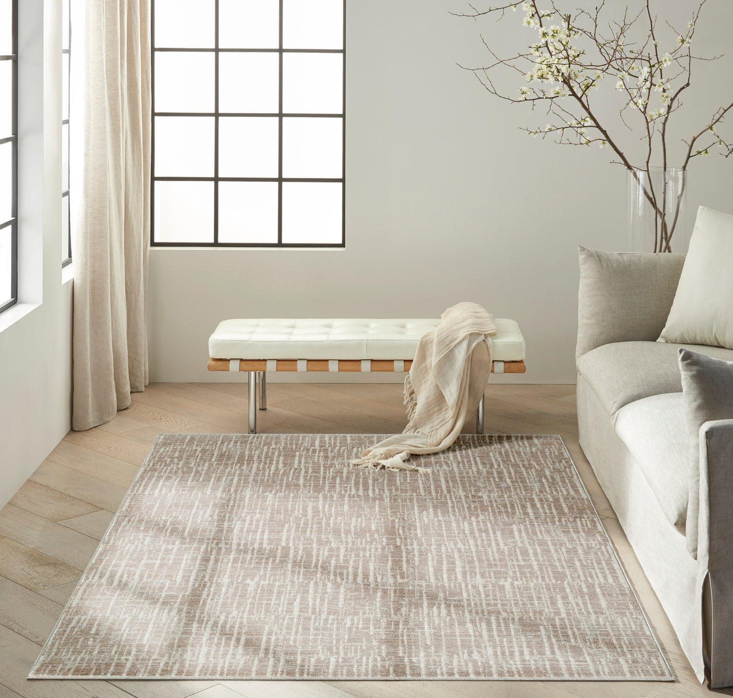 Calvin Klein CK079 Notes 3'11" x 5'11" Ivory Grey Modern Indoor Rug