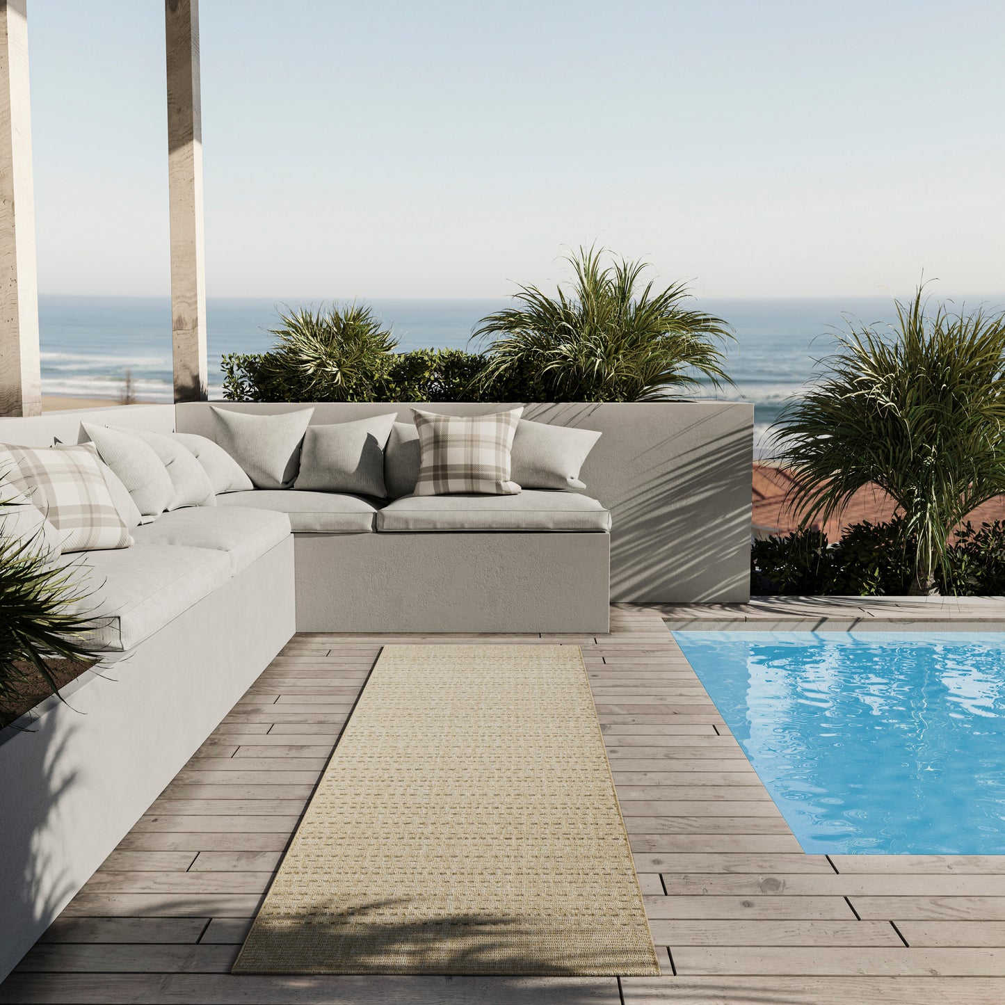 Nourison Tulum 2'2" x 8' Taupe Outdoor Rug