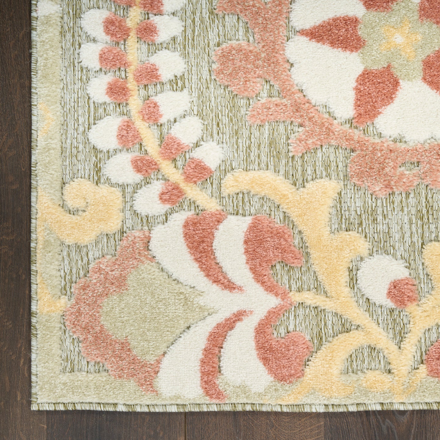 Nourison Aloha 3'6" x 5'6" Sage Rose Farmhouse Rug