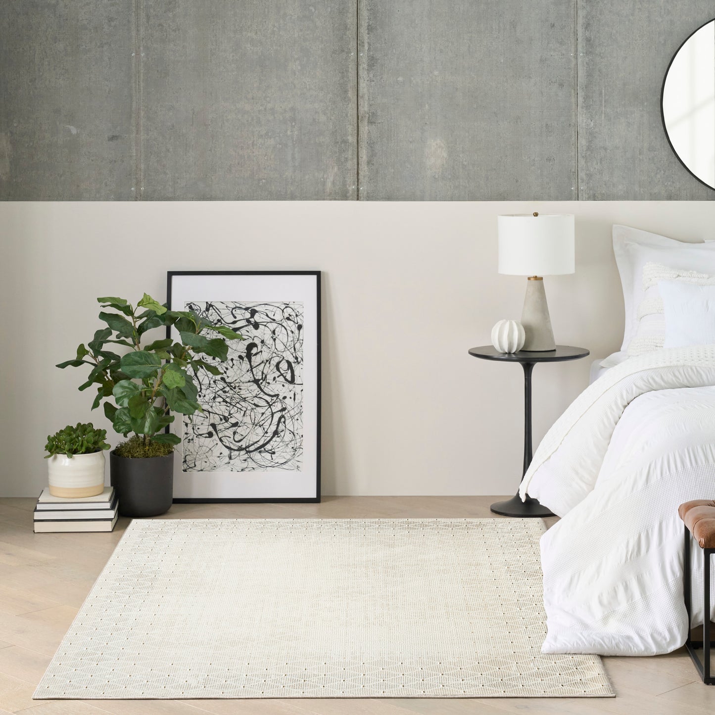 DKNY Grand Street 5'3" x 7'3" Ivory Modern Indoor Rug