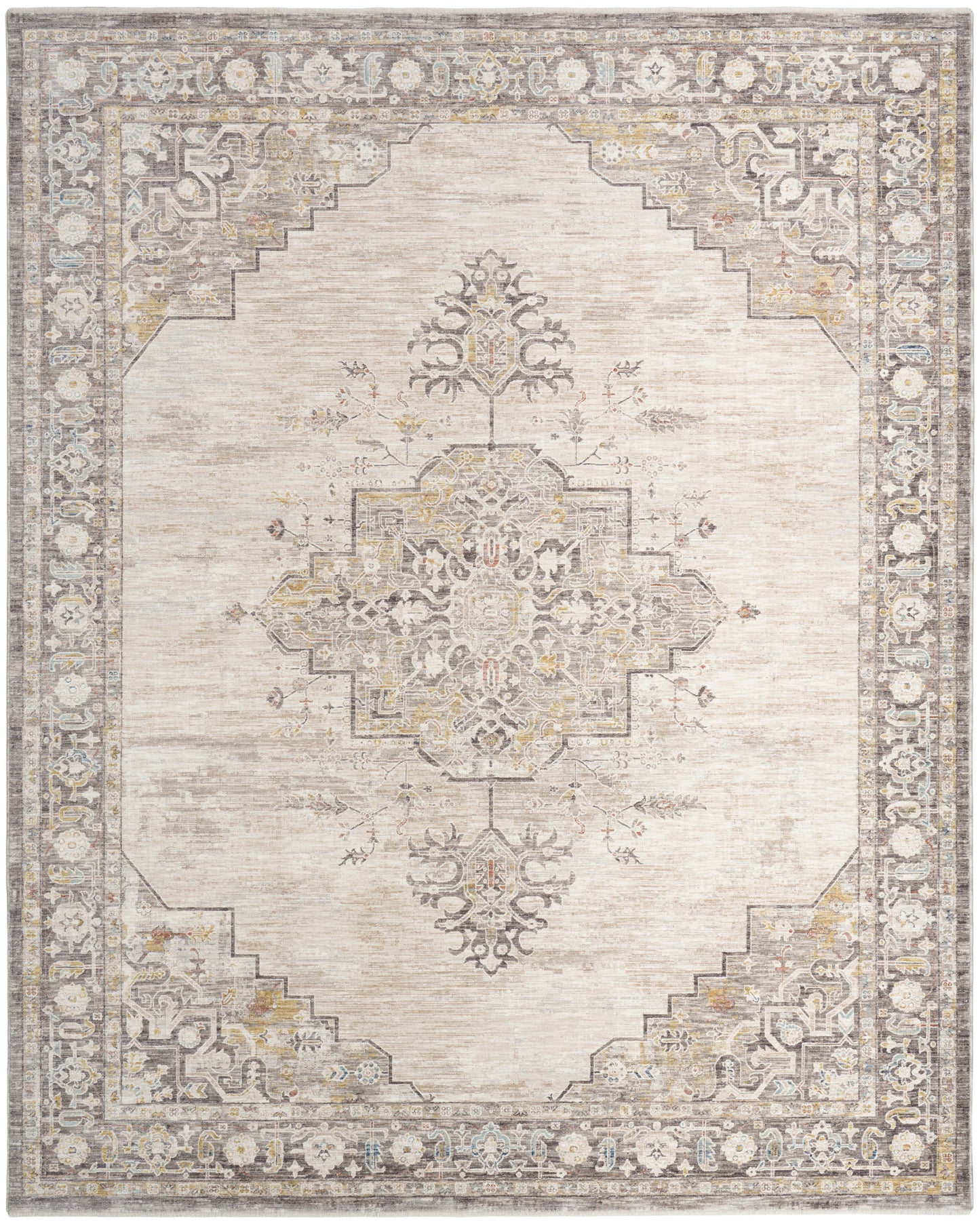 Nourison Antique Fusion 9' x 11'10" Ivory Charcoal Vintage Indoor Rug