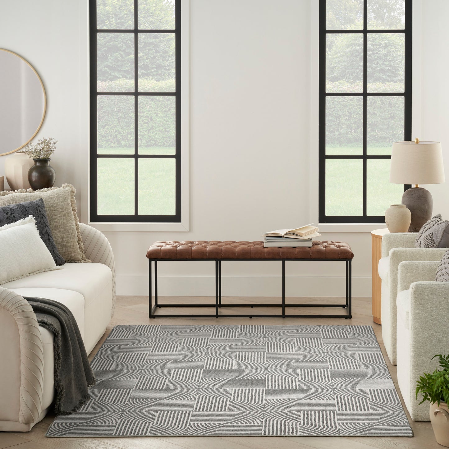 Nourison Natural Texture 7'10" x 9'10" Charcoal Ivory Modern Indoor Rug