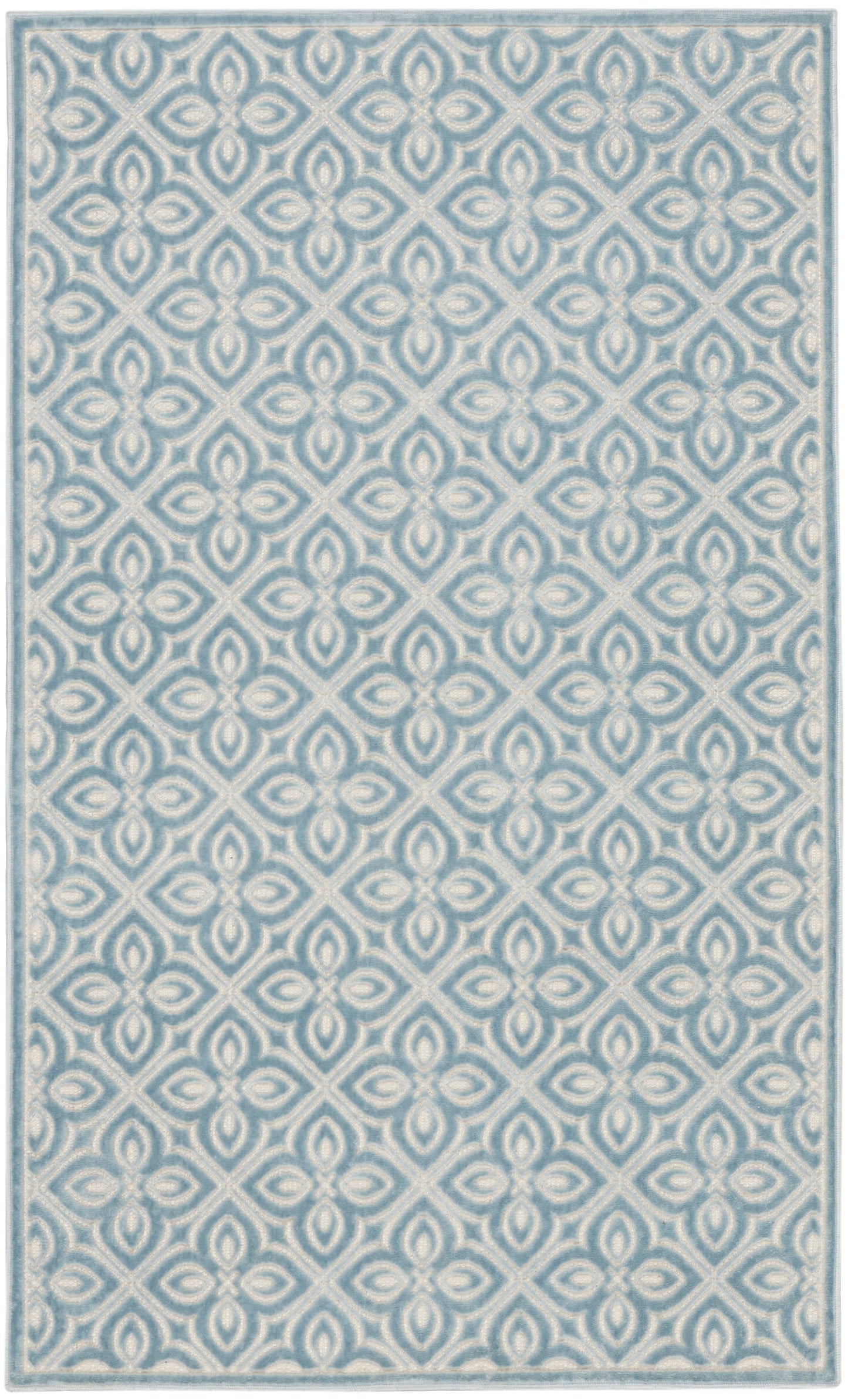 Nourison Washable Charm 2' x 3' Blue Ivory Contemporary Indoor Rug