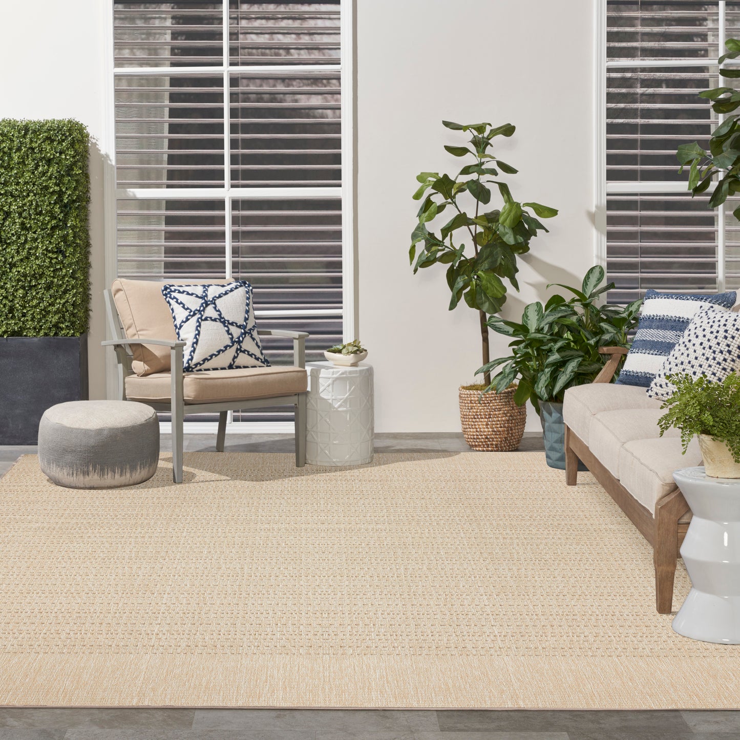 Nourison Tulum 9' x 12' Cream Outdoor Rug