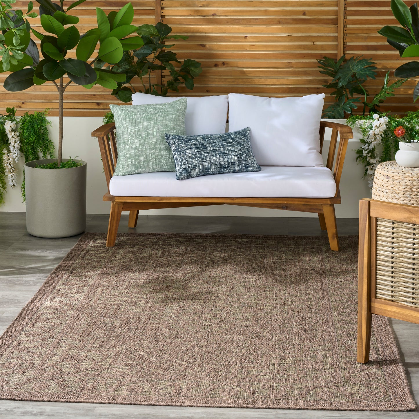 Nourison Tulum 5'3" x 7' Brown Outdoor Rug