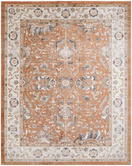 Nourison Astra Machine Washable 9' x 12' Rust Ivory Vintage Indoor Rug