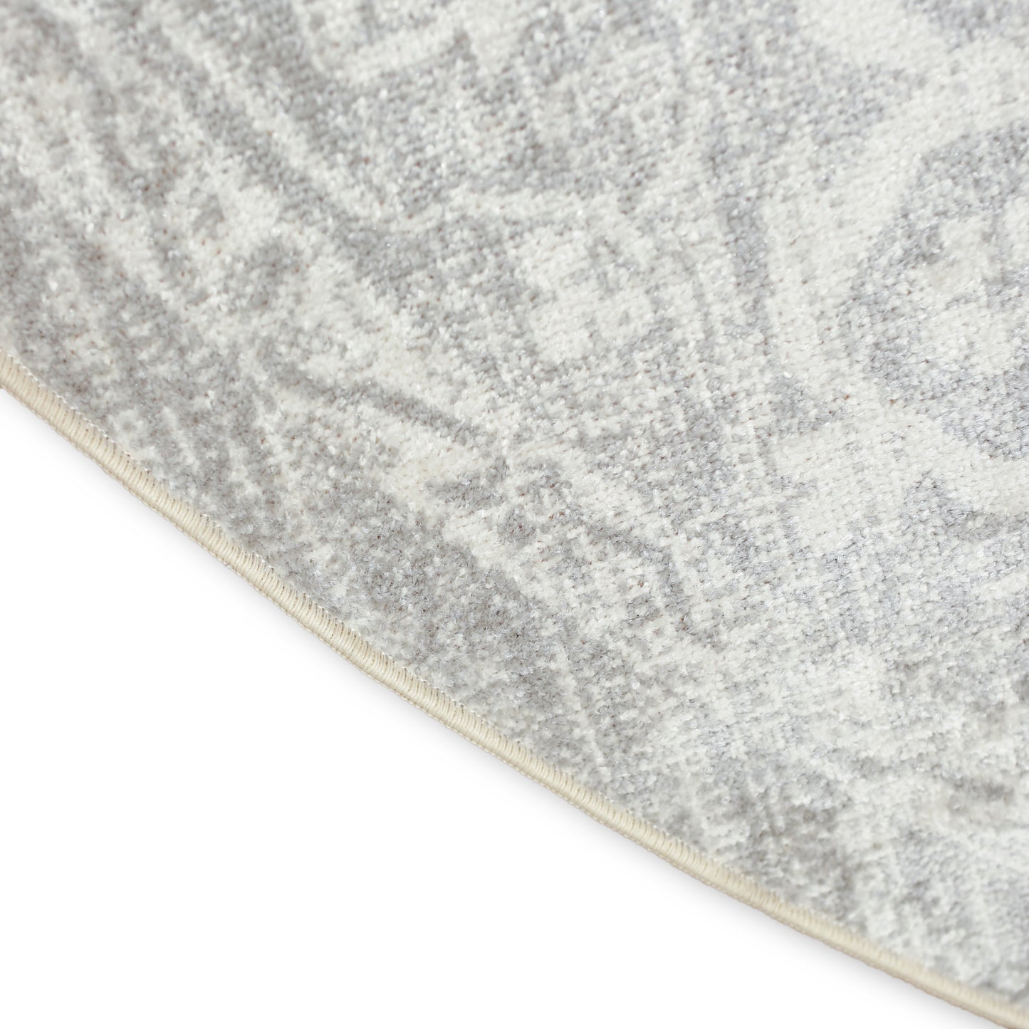 Nourison Astra Machine Washable 7'10" x Round Light Grey Vintage Indoor Rug