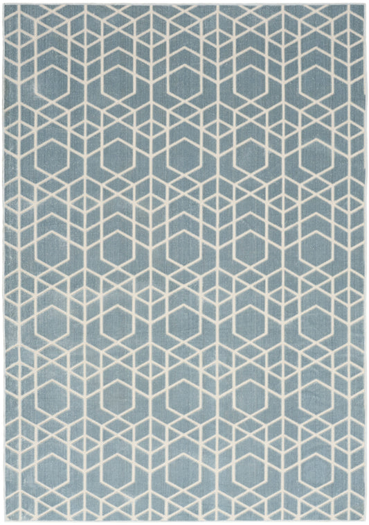 Nourison Washable Charm 4' x 6' Blue Ivory Modern Indoor Rug