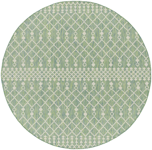Nourison Positano 6' x Round Blue Green Modern Rug