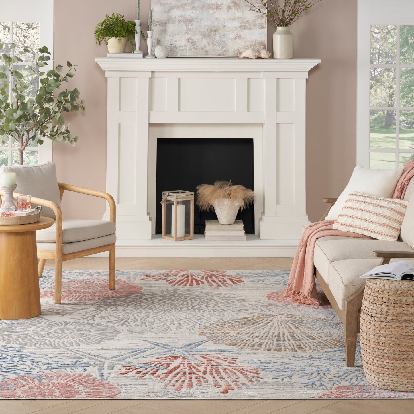 Nourison Seaside 9' x 12' Multicolor Coastal, Nautical & Beach Indoor Rug
