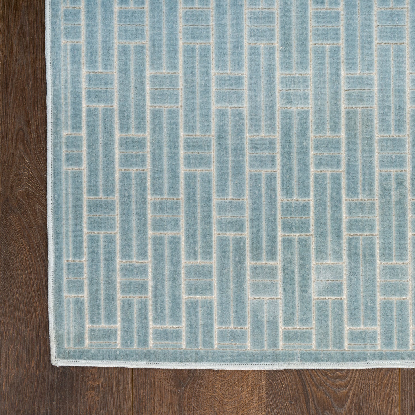 Nourison Washable Charm 4' x 6' Blue Ivory Modern Indoor Rug