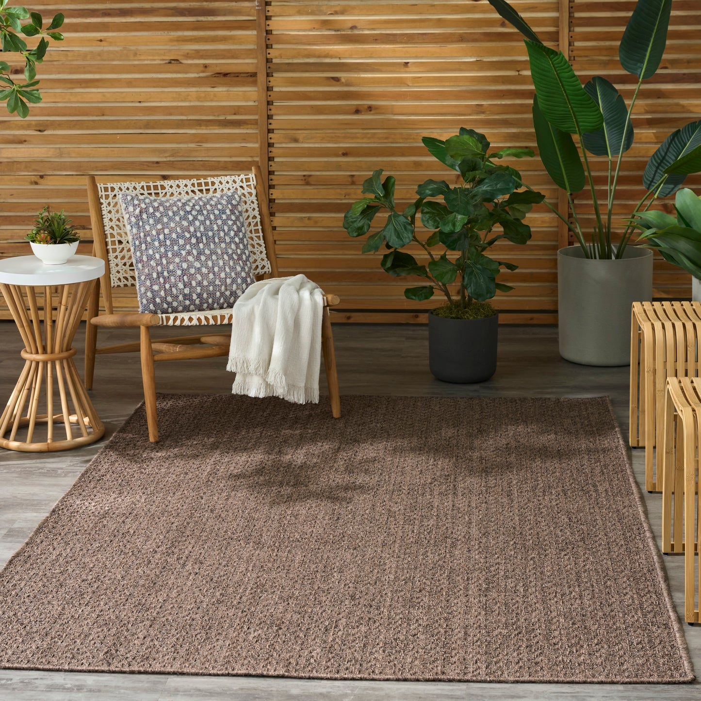 Nourison Tulum 6' x 9' Brown Outdoor Rug