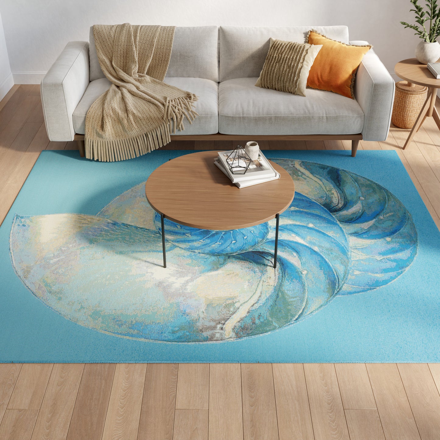Nourison Color Splash 5'3" x 7'3" Blue Ivory Coastal, Nautical & Beach Rug