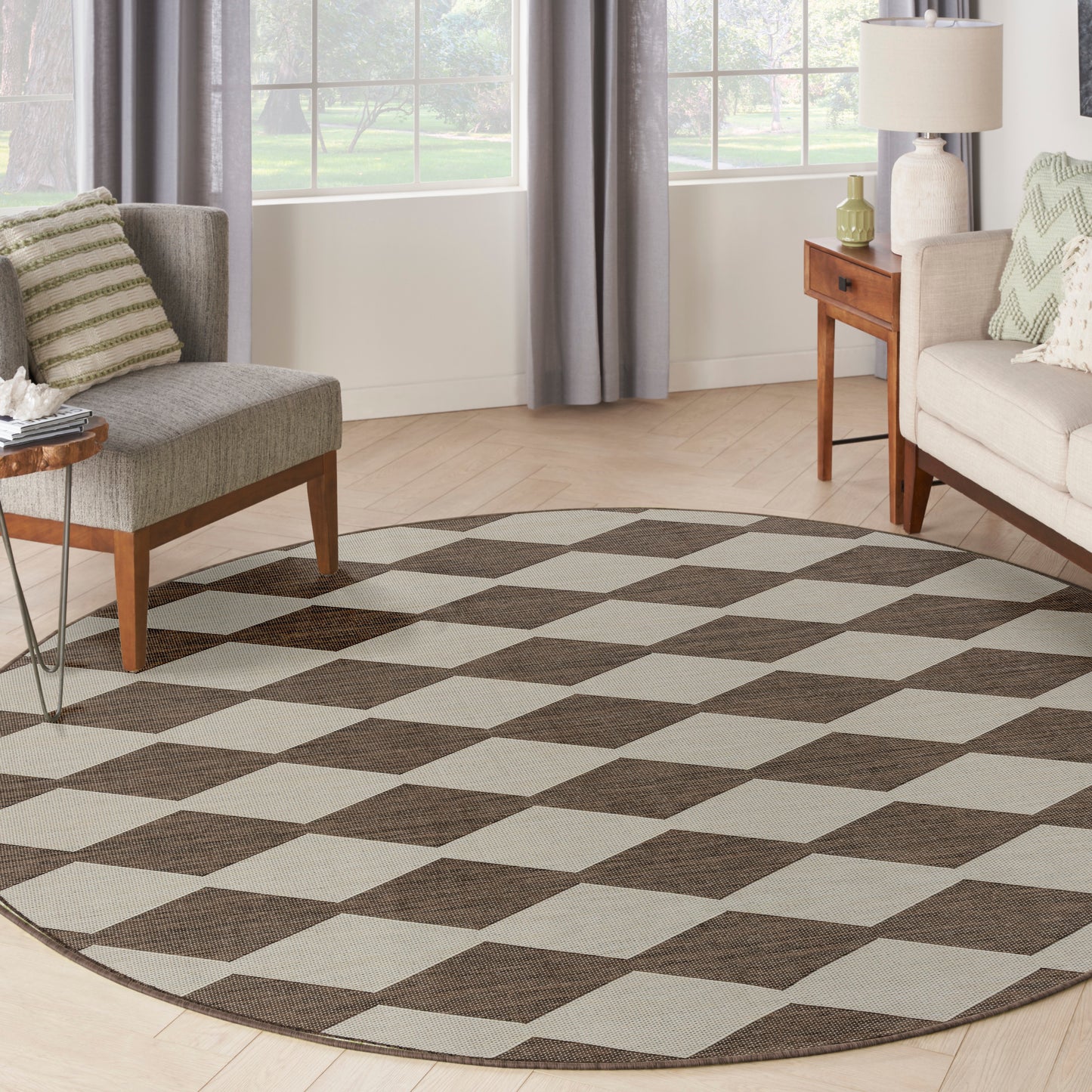 Nourison Positano 8' x Round Natural Modern Rug