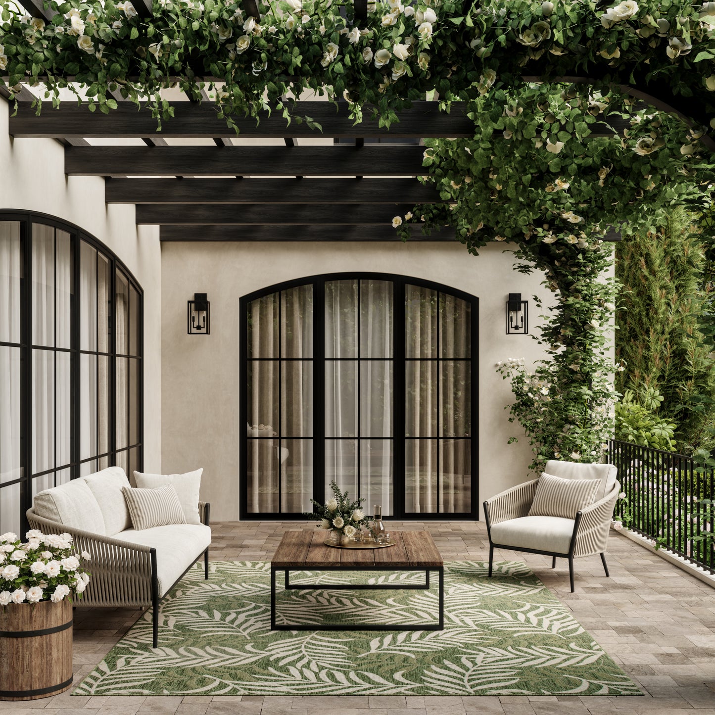 Nourison Garden Oasis 10' x 14' Green Ivory Tropical Rug