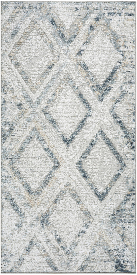 Nourison Dekor 2' x 4' Grey Navy Modern Indoor Rug