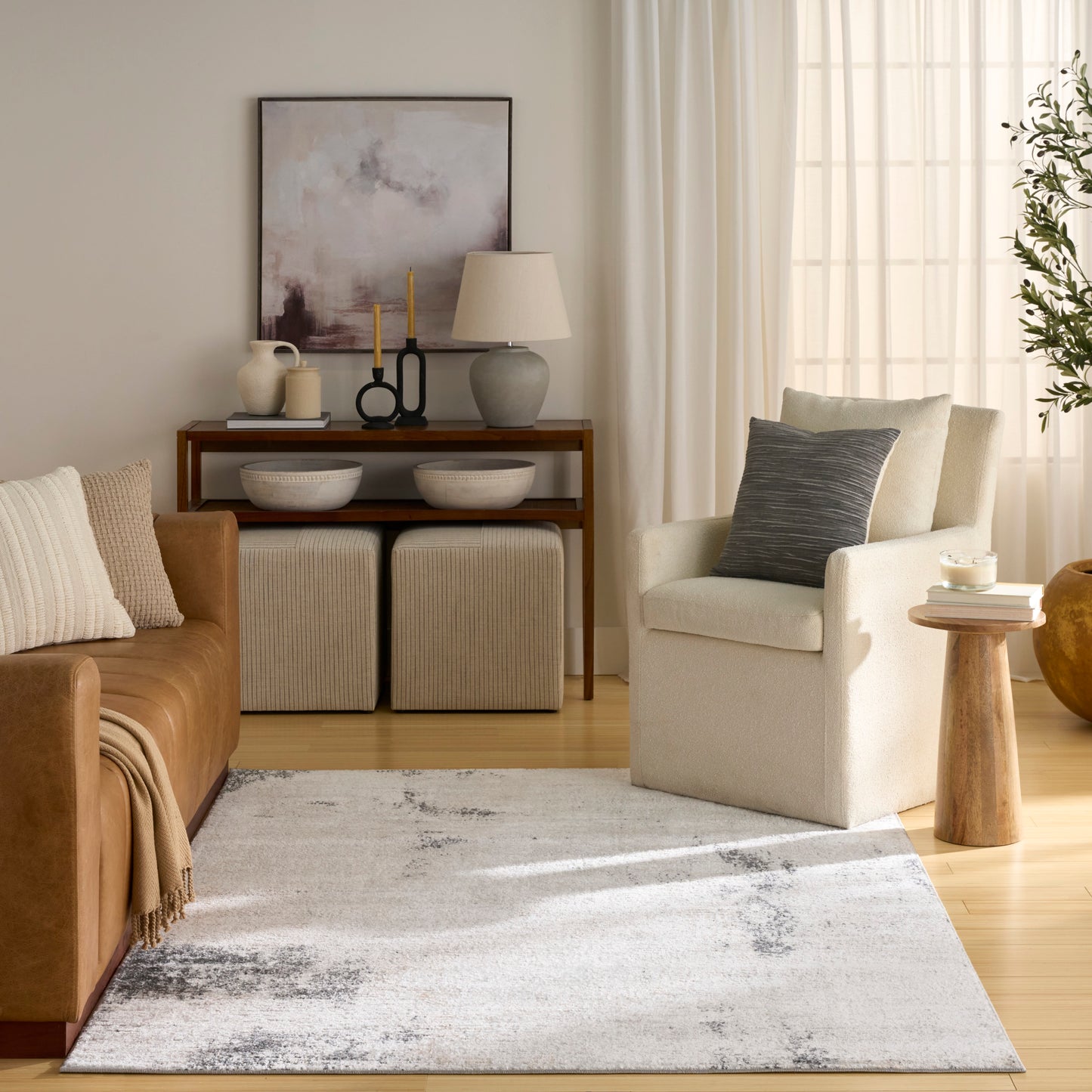 Nourison Dekor 4' x 6' Grey Charcoal Modern Indoor Rug