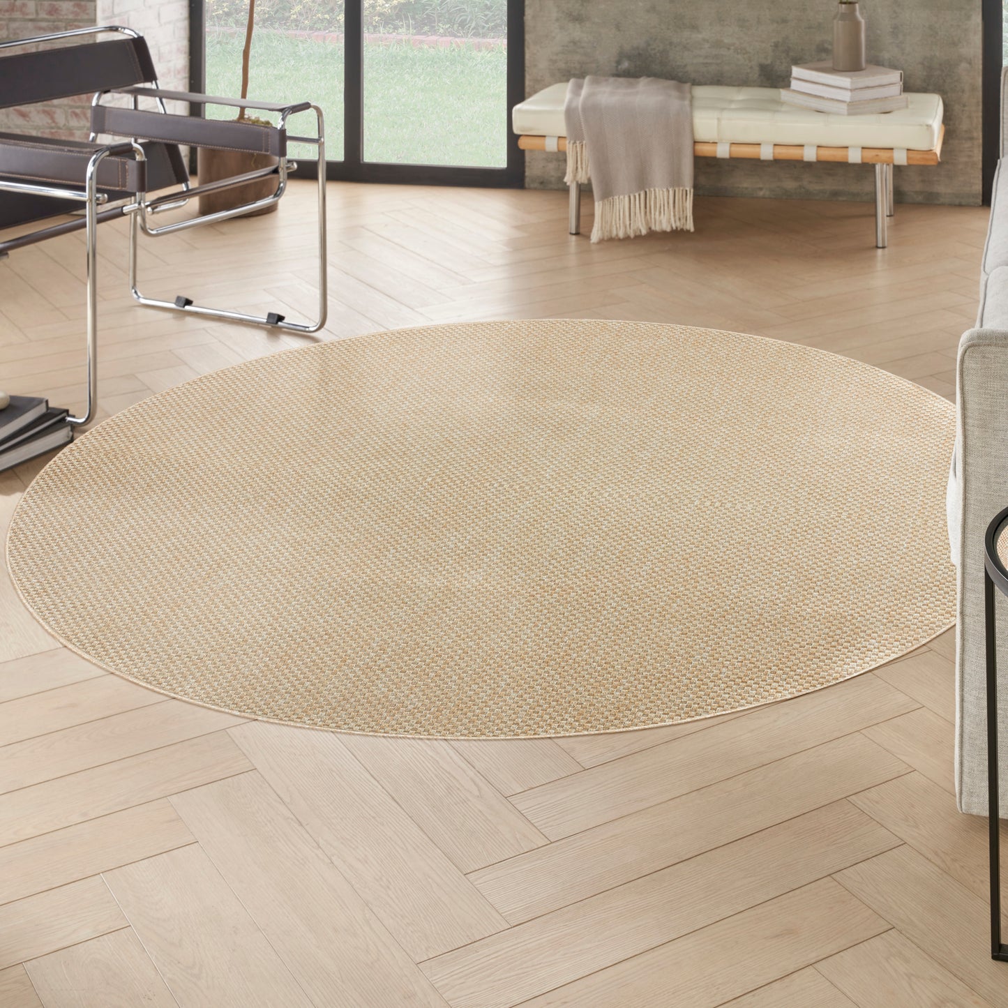 Nourison Tulum 8' x Round Cream Outdoor Rug