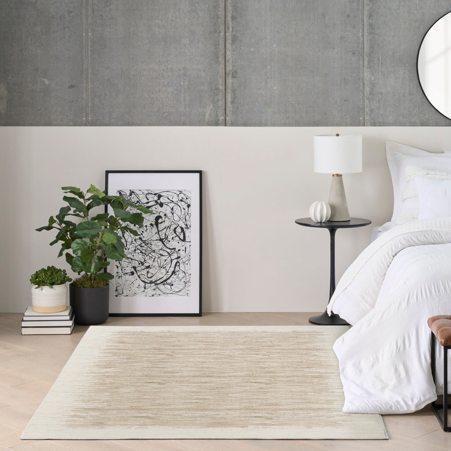 DKNY Grand Street 5'3" x 7'3" Ivory Taupe Modern Indoor Rug