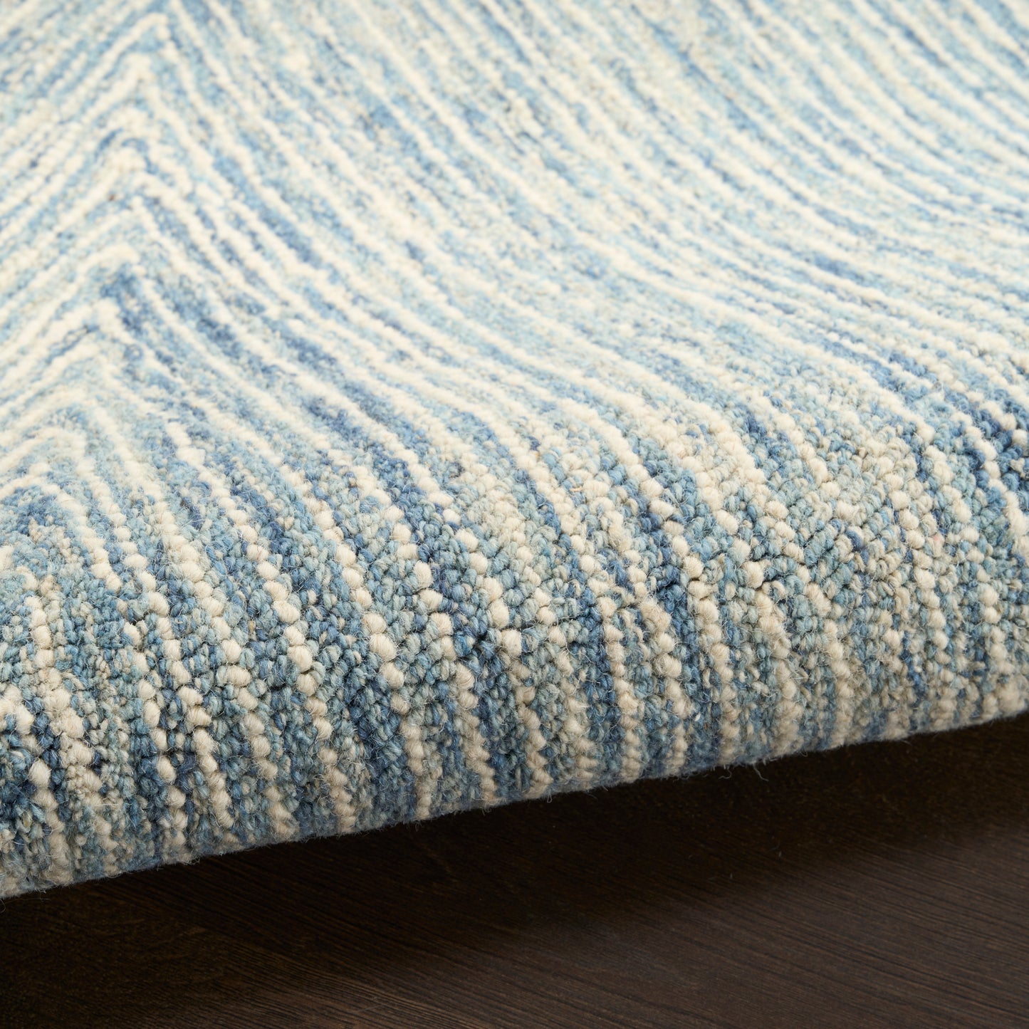DKNY Pure Angles 2'3" x 7'6" Ivory Blue Modern Indoor Rug