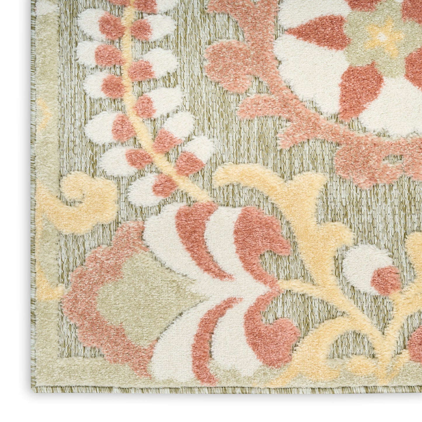 Nourison Aloha 3'6" x 5'6" Sage Rose Farmhouse Rug