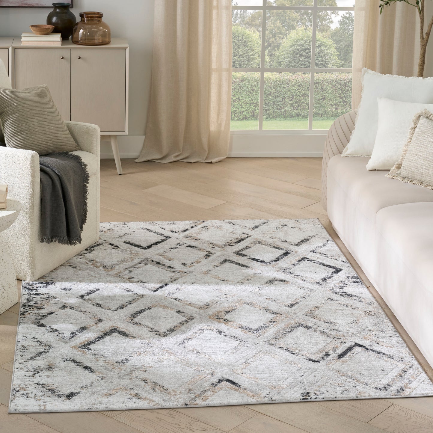 Nourison Dekor 4' x 6' Grey Charcoal Modern Indoor Rug