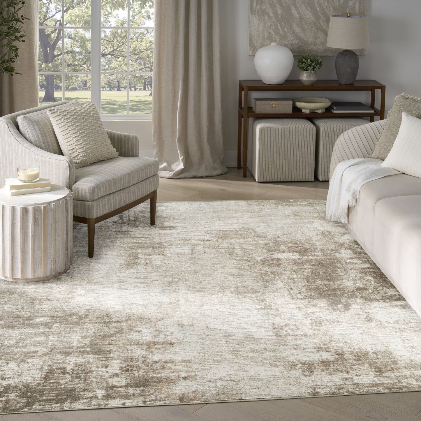 Nourison Dekor 7'10" x 9'10" Ivory Taupe Modern Indoor Rug