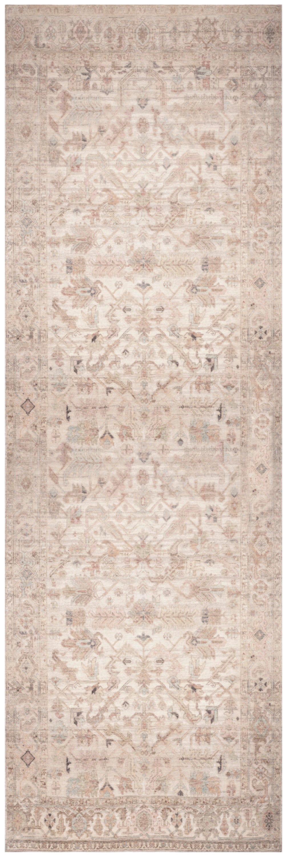 Nourison Vintage Washables 2' x 6' Beige Vintage Indoor Rug