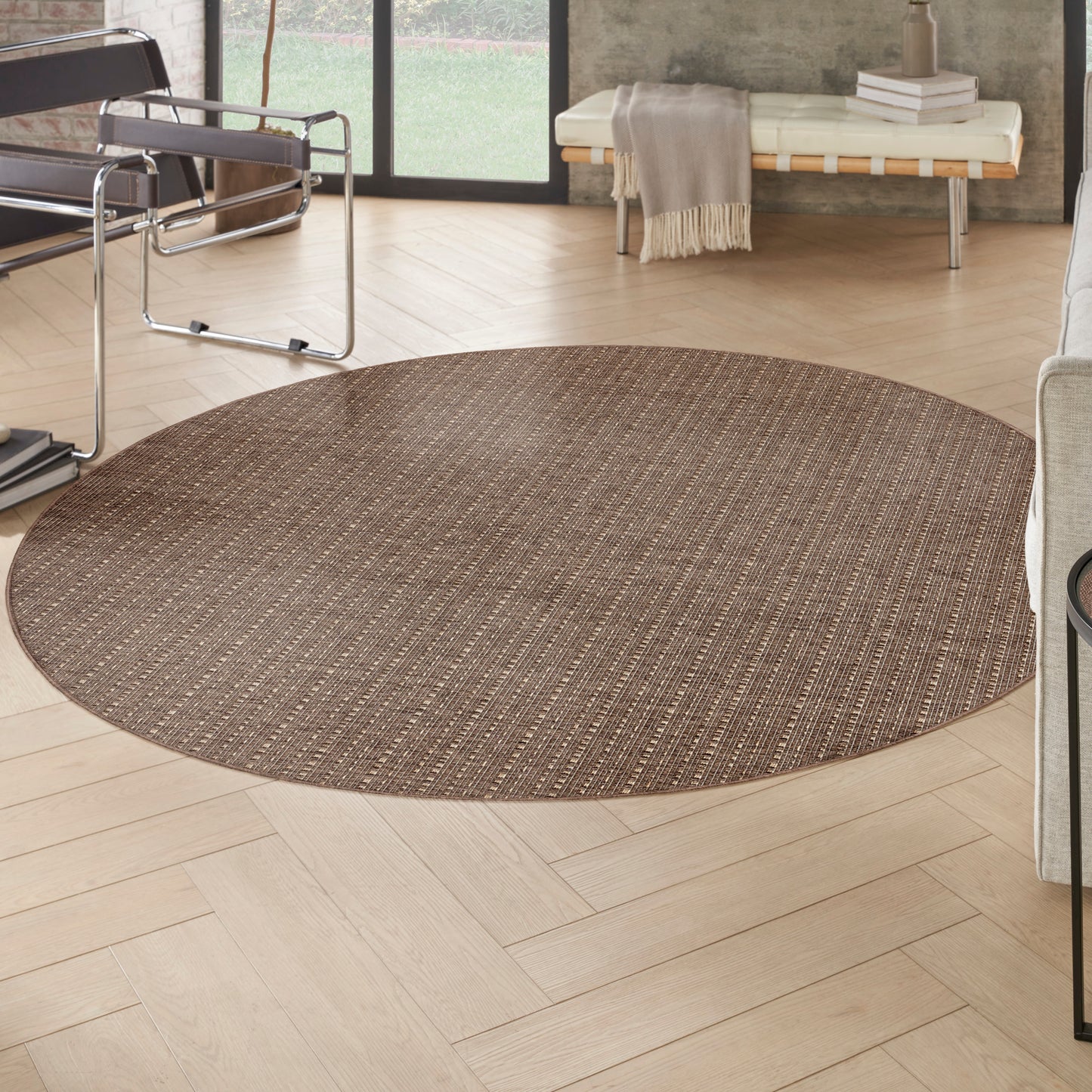 Nourison Tulum 8' x Round Brown Outdoor Rug