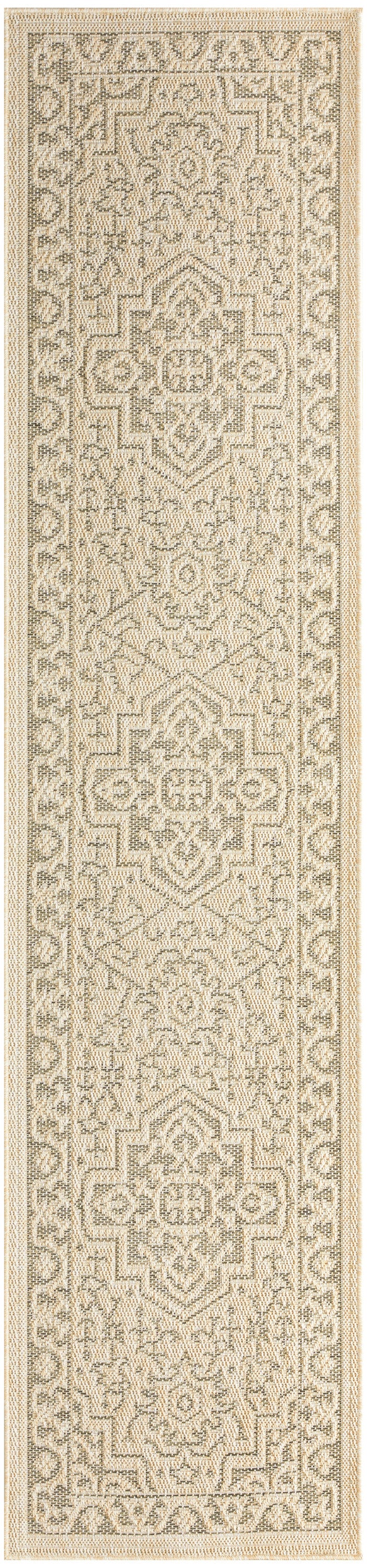 Nourison Tulum 2' x 6' Taupe Olive Outdoor Rug