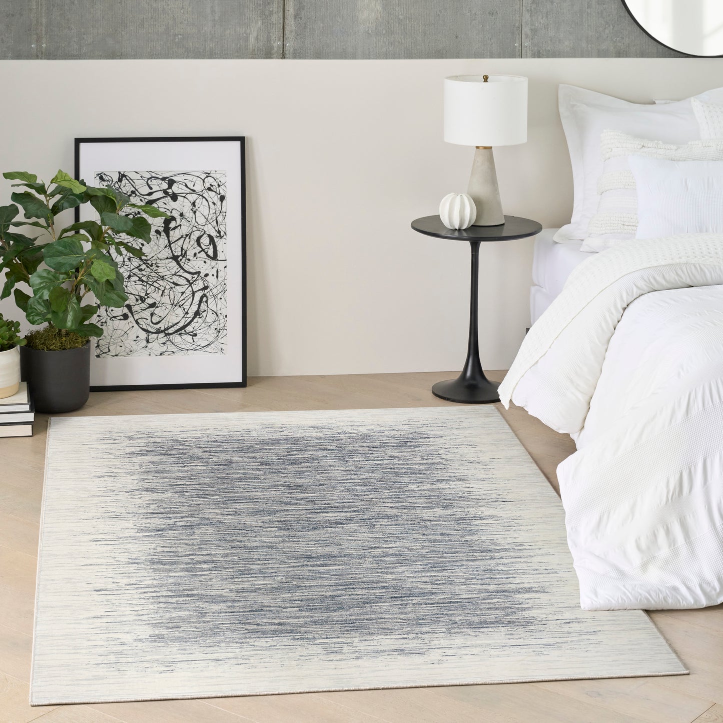DKNY Grand Street 5'3" x 7'3" Ivory Blue Modern Indoor Rug