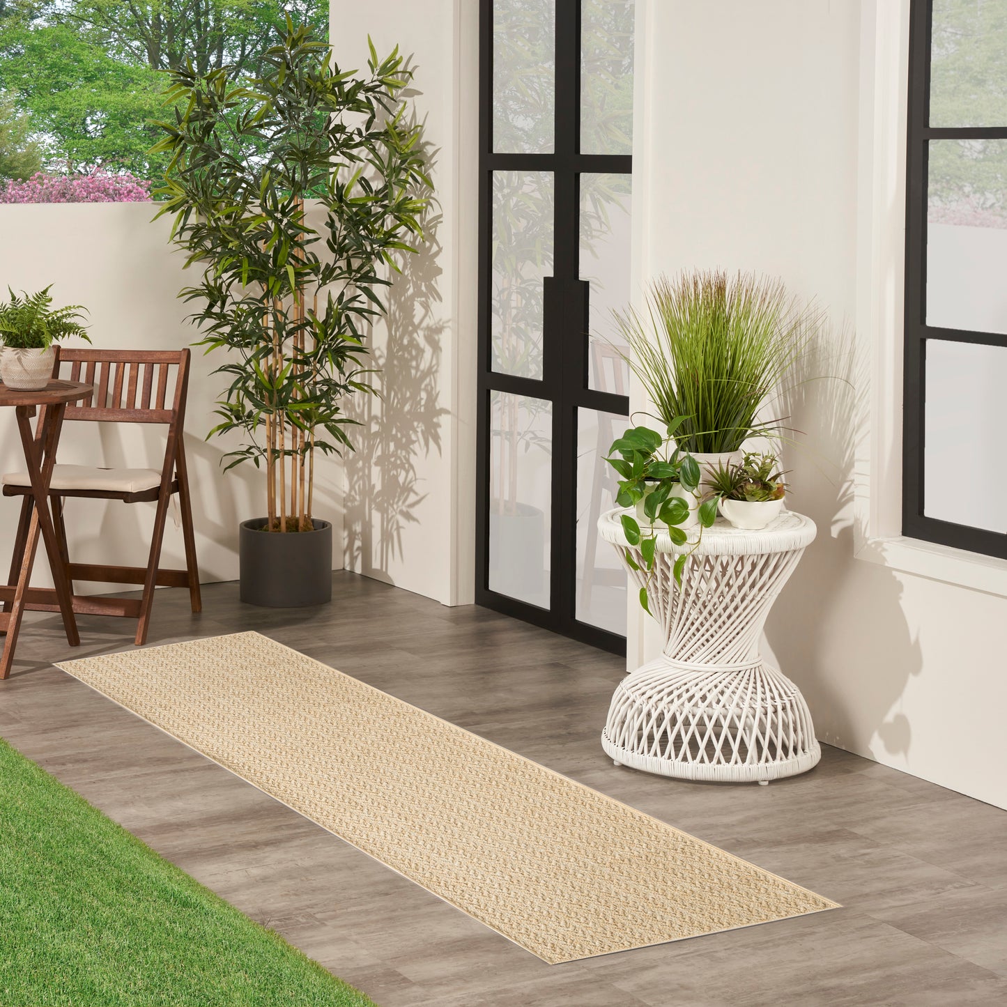 Nourison Tulum 2'2" x 10' Taupe Outdoor Rug