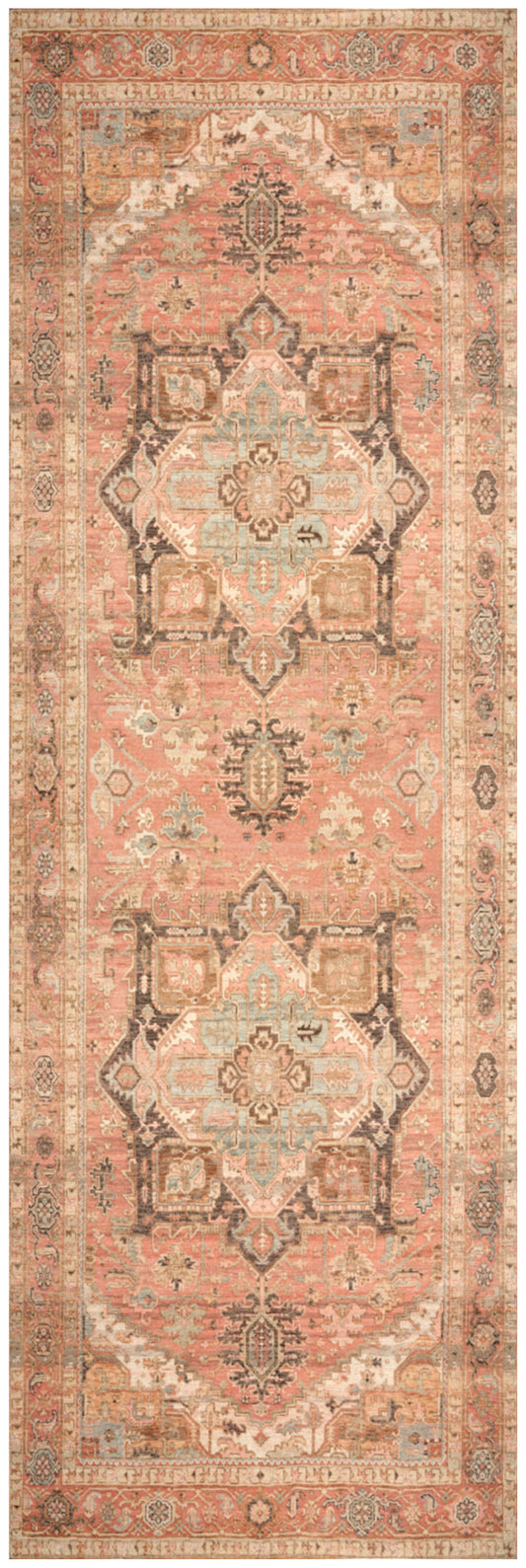 Nourison Vintage Washables 2' x 6' Coral Multicolor Vintage Indoor Rug