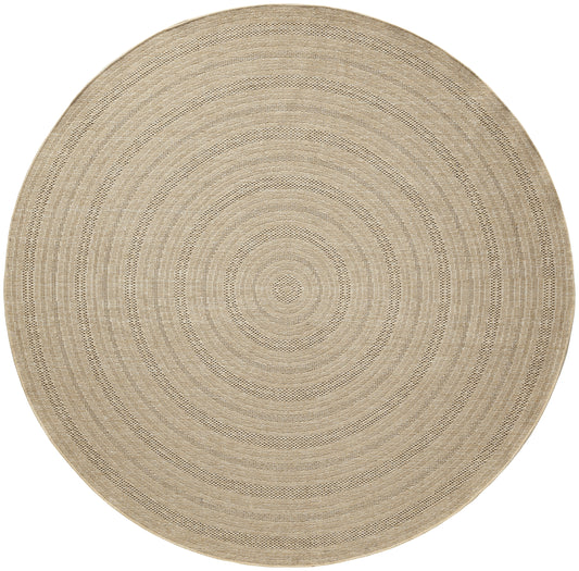 Nourison Tulum 8' x Round Taupe Grey Outdoor Rug