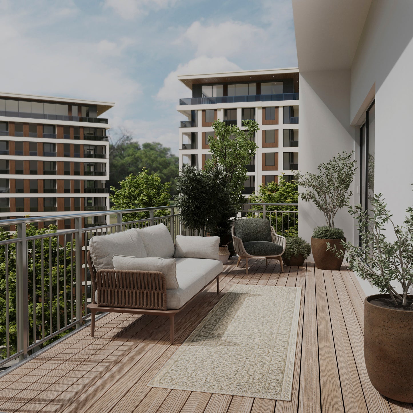 Nourison Tulum 2'2" x 8' Taupe Olive Outdoor Rug