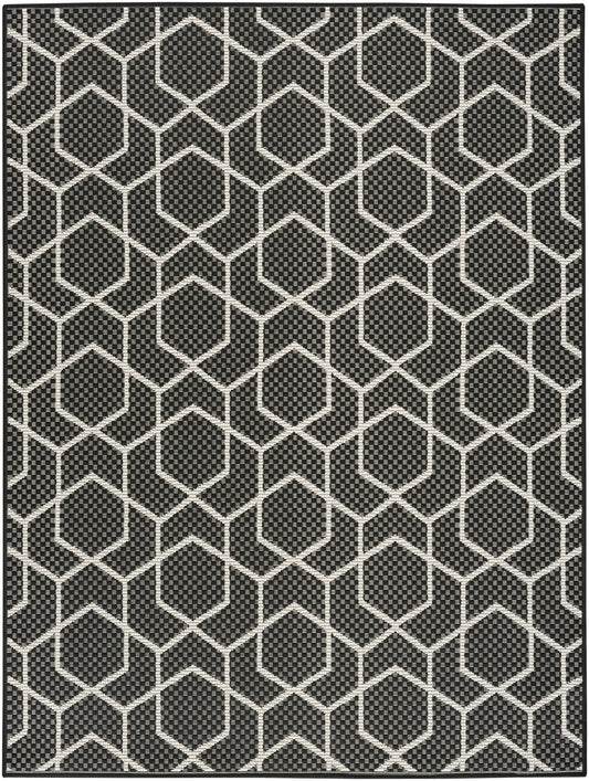 Nourison Horizon Indoor/Outdoor 4' x 6' Black Modern Rug