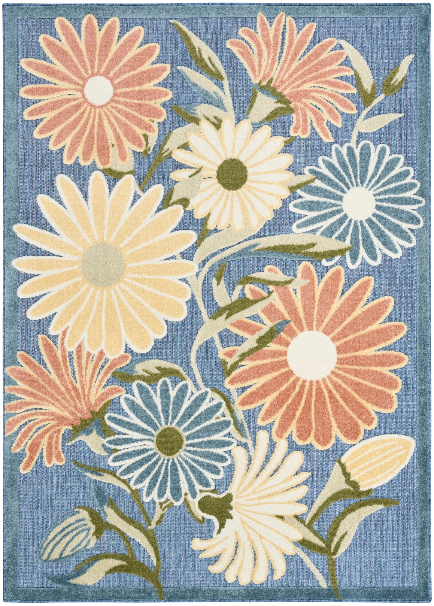 Nourison Aloha 5'3" x 7'5" Blue Sage Outdoor Rug