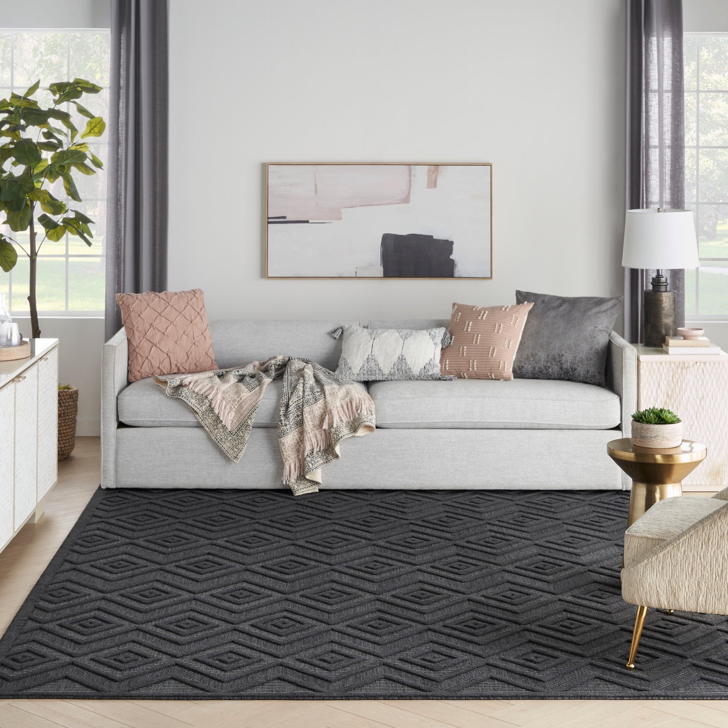 Nourison Versatile 9' x 12' Charcoal Black Modern Rug