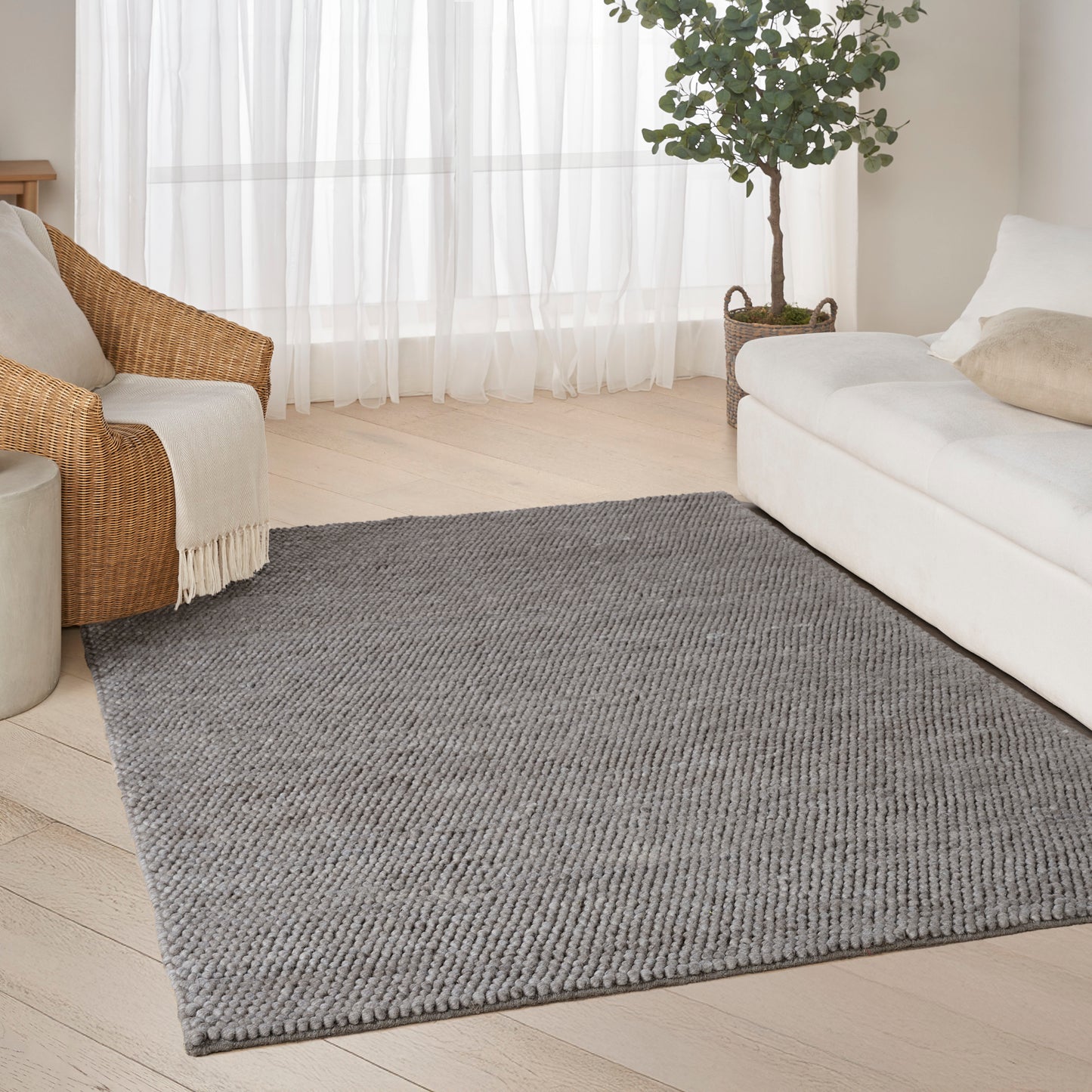 DKNY Pure Knots 5'3" x 7'3" Grey Modern Indoor Rug