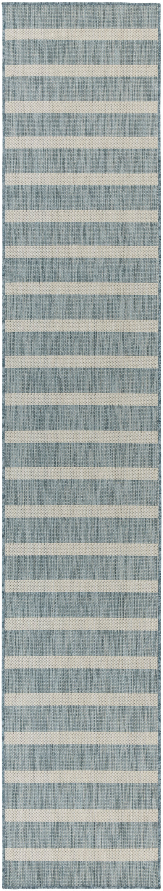 Nourison Positano 2'2" x 12' Aqua Ivory Modern Rug