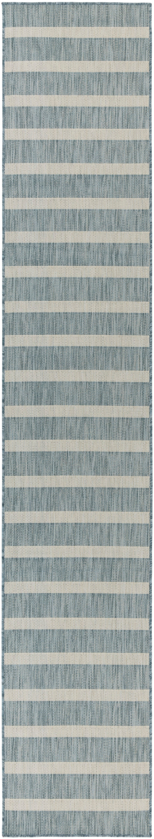Nourison Positano 2'2" x 12' Aqua Ivory Modern Rug