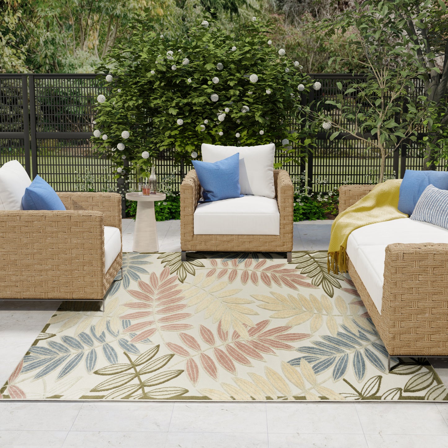 Nourison Aloha 7'10" x 10'6" Ivory Rose Modern Rug