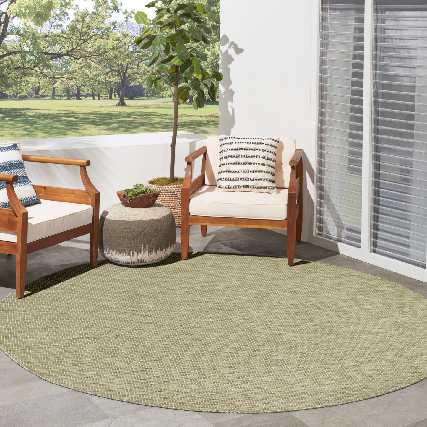 Nourison Positano 6' x Round Green Modern Rug
