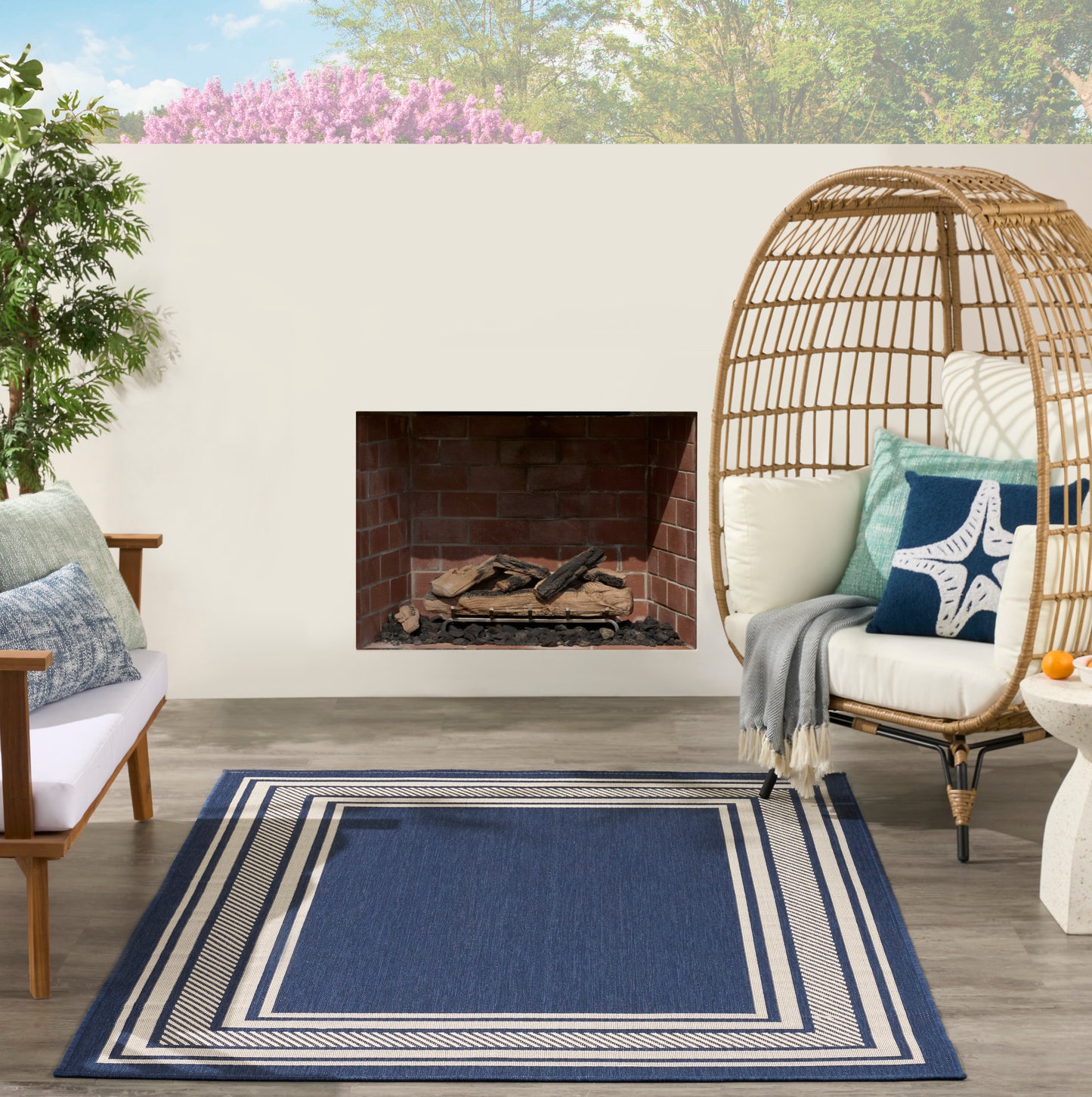 Nourison Horizon Indoor/Outdoor 4' x 6' Navy Modern Rug